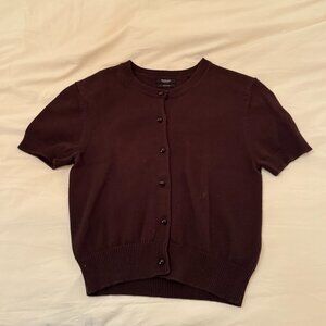 Brown Massimo Dutti Short Sleeve Cardigan
